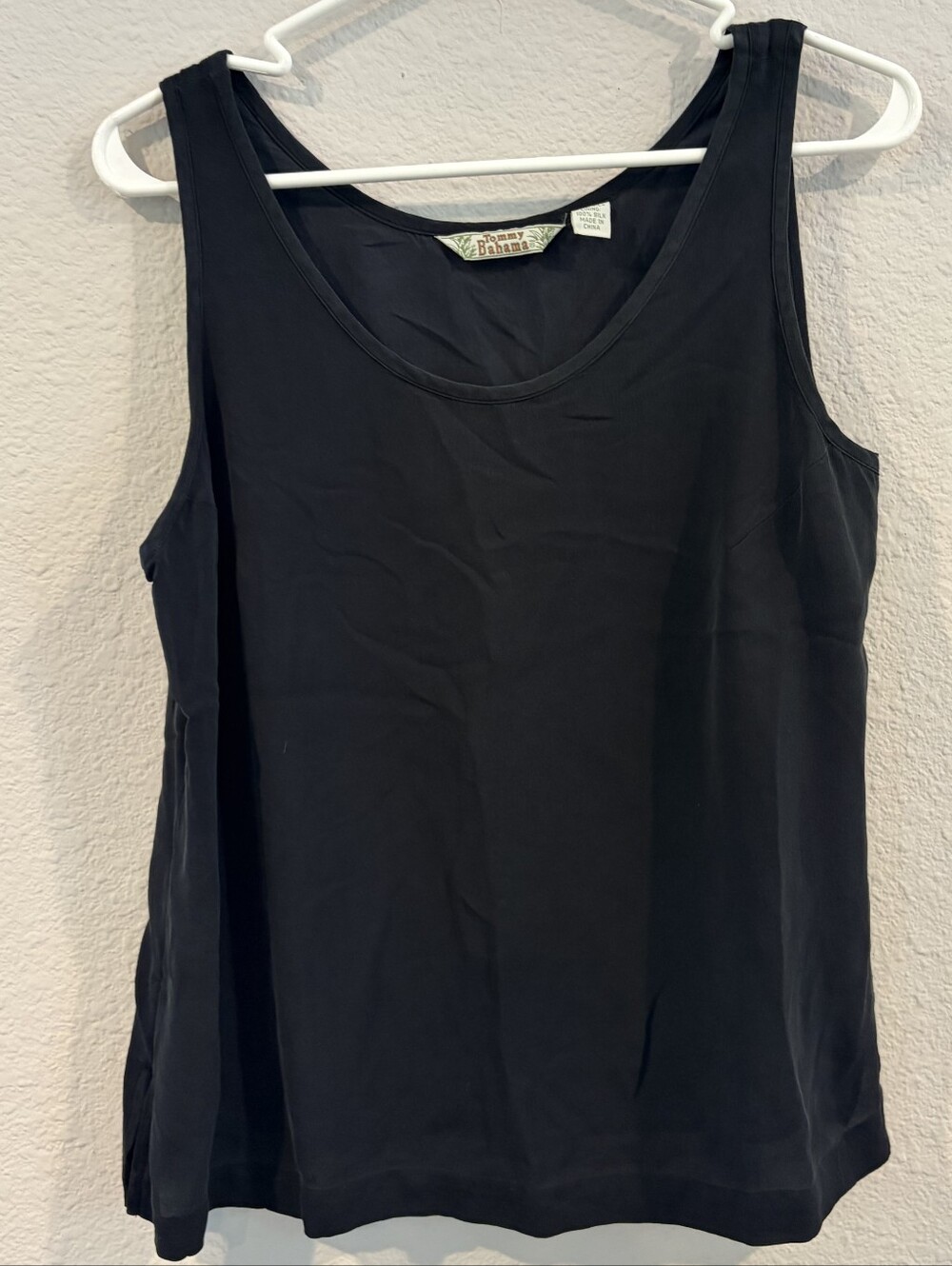 Tommy Bahama Womens Classic Casual Black 100% Silk Flowy Tank Top Size Small